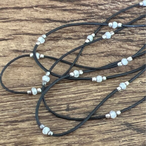 SILPADA Sterling Silver Four Strand Black Leather Cord Necklace EUC - Picture 6 of 6